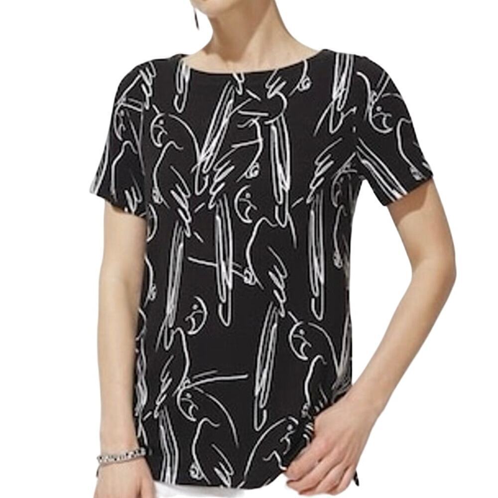 CHICO’S Amazon Parrots Birds Tee Supima Cotton Top Shirt - Sz 1 (Medium)